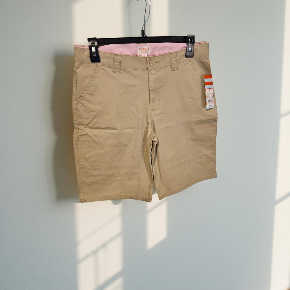 1 NWT Cat & Jack Khaki Casual Shorts size 18 for girls 2 pair bundle